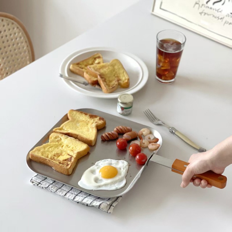 Egg Cooker Rapid - 304 Edelstahl Frühstücks-Bratpfanne 3-in-1 Antihaft-Grillplatte für