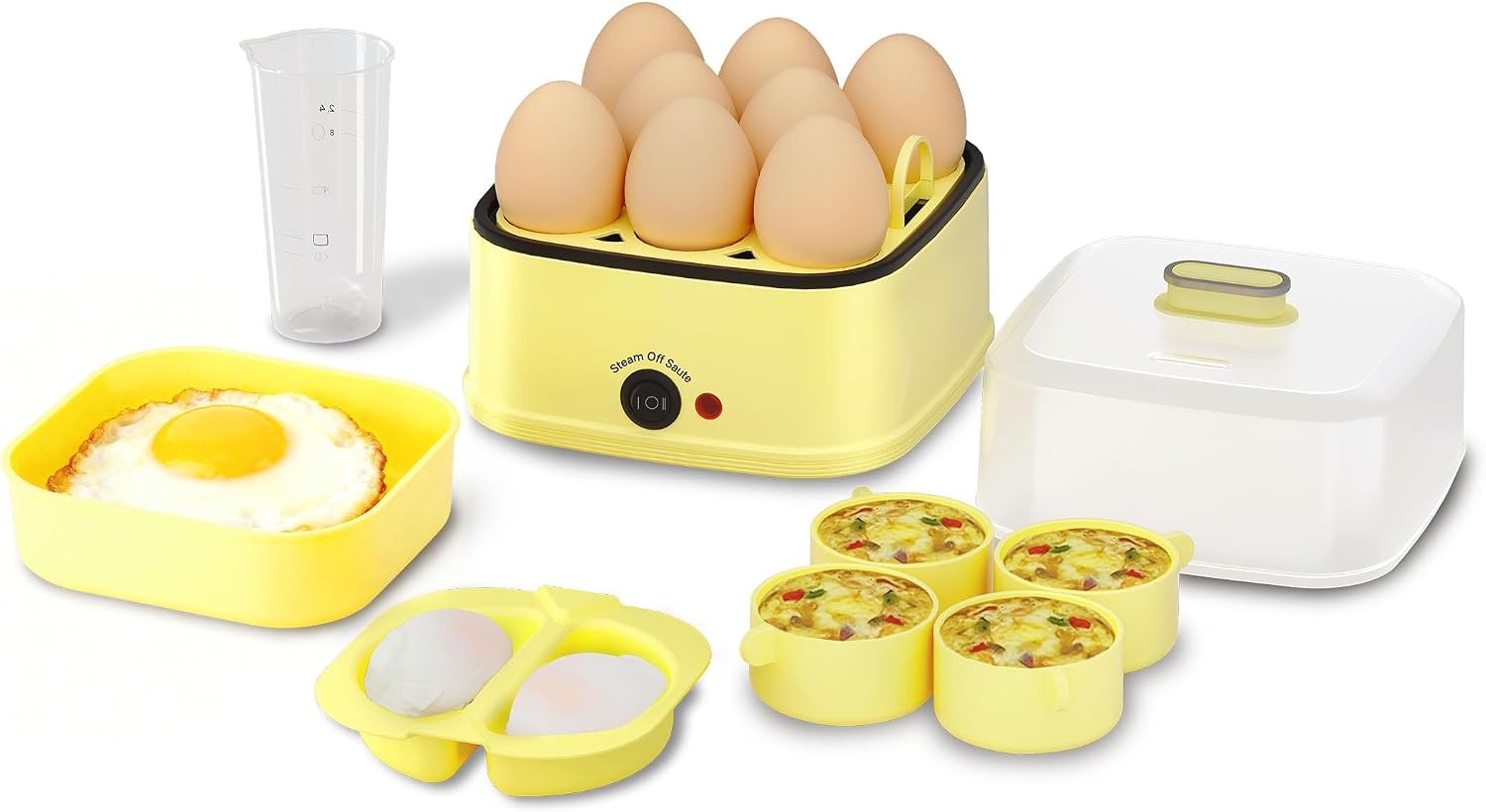 Egg Cooker Rapid - 8-in-1 Elektrischer Eierkocher: Schnellkocher für Hart-,