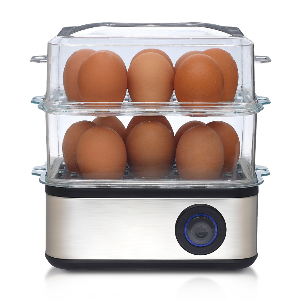 Egg Cooker Rapid - Automatischer Doppelschicht-Eierkocher, 12-Eier Edelstahl Multifunktionaler Eierkocher