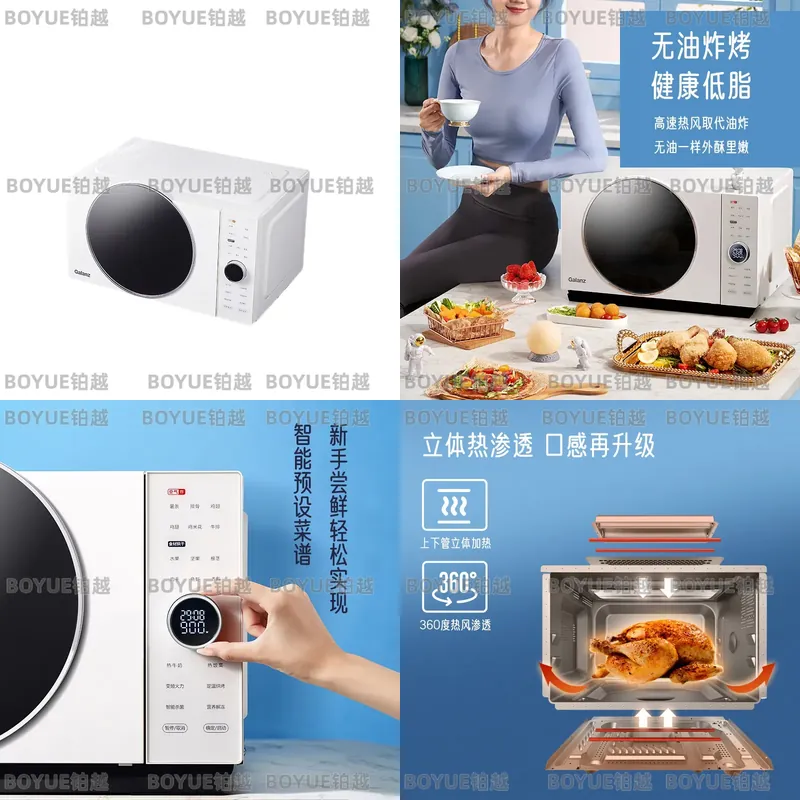 Kitchen Appliances Combo - 25L Edelstahl Mikrowellen-Heißluftfritteuse-Kombination Multifunktionales Lichtwellen-Kochgerät für